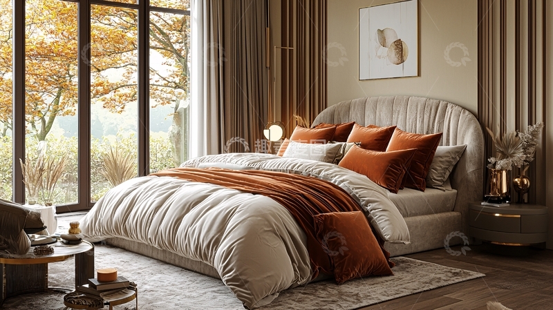 高清大图下载【趣麦麦图】秋日暖阳卧室意境