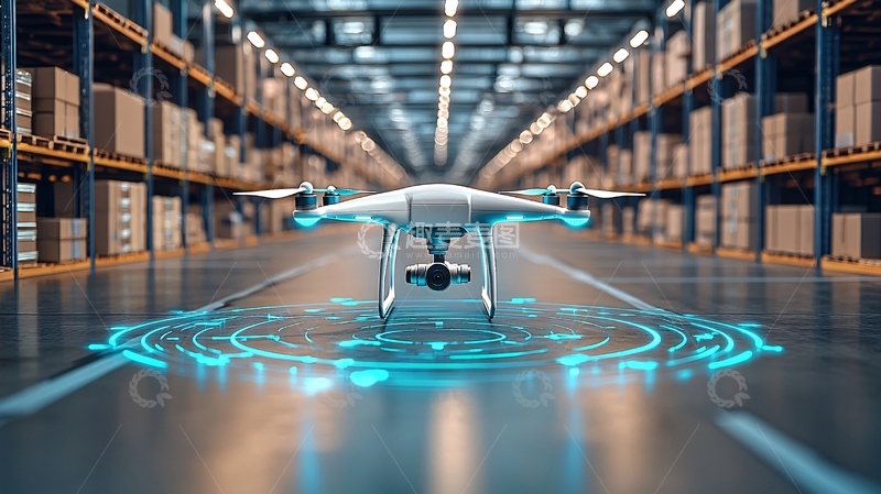 高清大图下载【趣麦麦图】仓库无人机