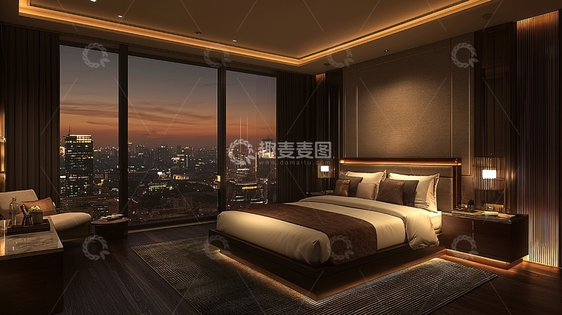 高清大图下载【趣麦麦图】夜景卧室