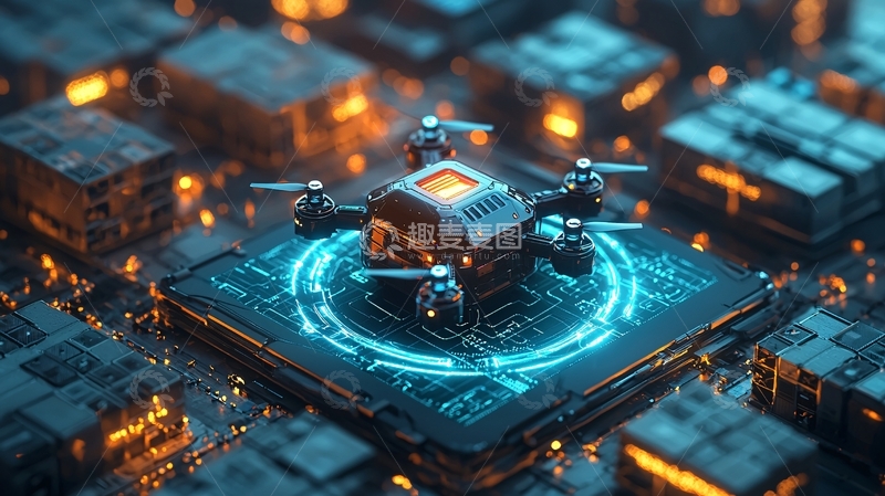 高清大图下载【趣麦麦图】科技感无人机芯片