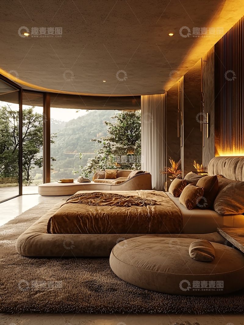 高清大图下载【趣麦麦图】极简风卧室落地窗景观