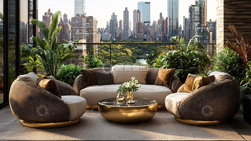 高清大图下载【趣麦麦图】现代都市阳台景观休闲区