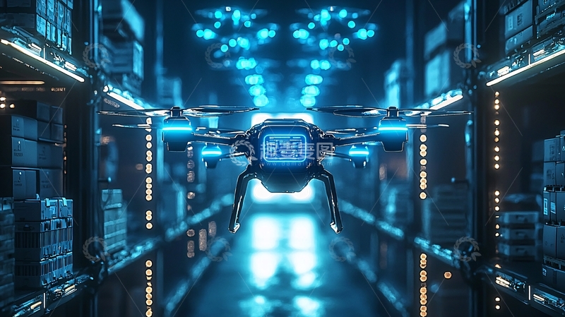 高清大图下载【趣麦麦图】未来科技仓库无人机
