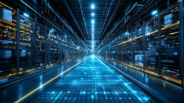 蓝色科技感数据中心走廊