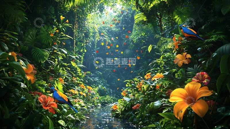 高清大图下载【趣麦麦图】热带雨林深处梦幻景象