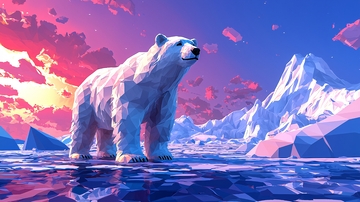 极地低多边形北极熊