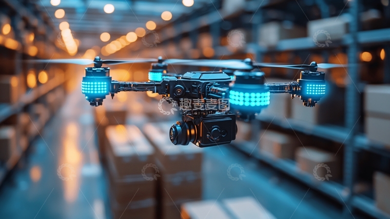 高清大图下载【趣麦麦图】仓库内飞行无人机