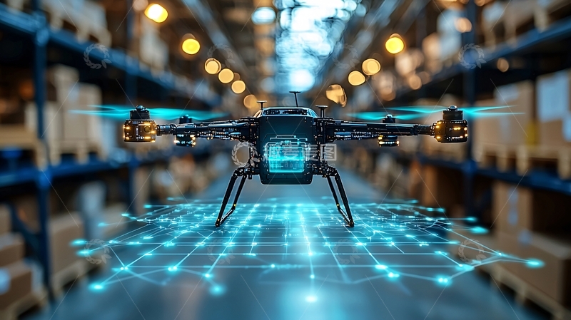 高清大图下载【趣麦麦图】仓库内飞行无人机