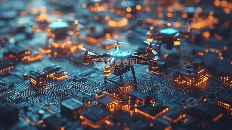 高清大图下载【趣麦麦图】未来科技感无人机