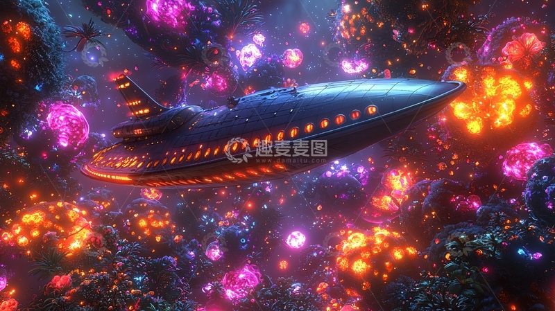 高清大图下载【趣麦麦图】深海飞船梦幻场景