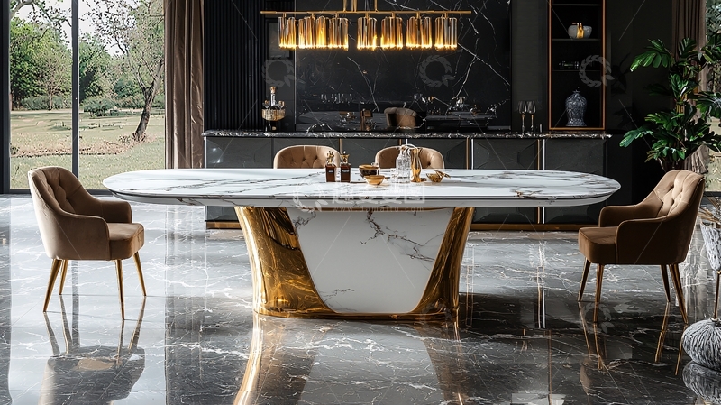 高清大图下载【趣麦麦图】轻奢大理石餐桌