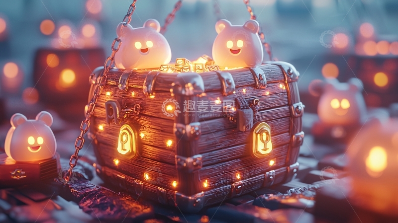 高清大图下载【趣麦麦图】光影梦幻小熊宝箱