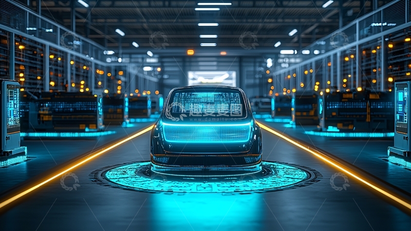 高清大图下载【趣麦麦图】未来科技感汽车生产线