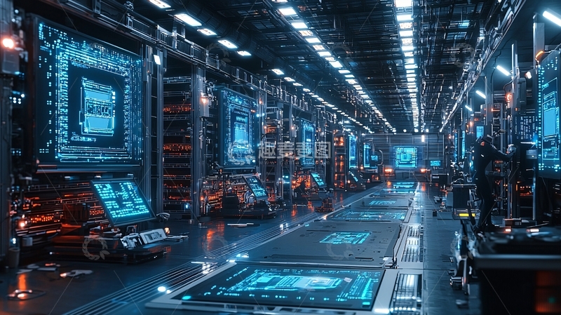 高清大图下载【趣麦麦图】未来科技感服务器机房