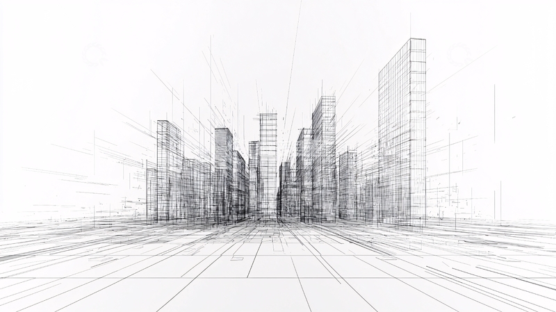 高清大图下载【趣麦麦图】黑白城市建筑草图