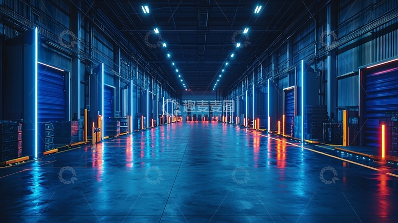 高清大图下载【趣麦麦图】科幻风格仓库走廊