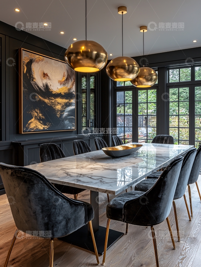 高清大图下载【趣麦麦图】现代轻奢黑色餐厅