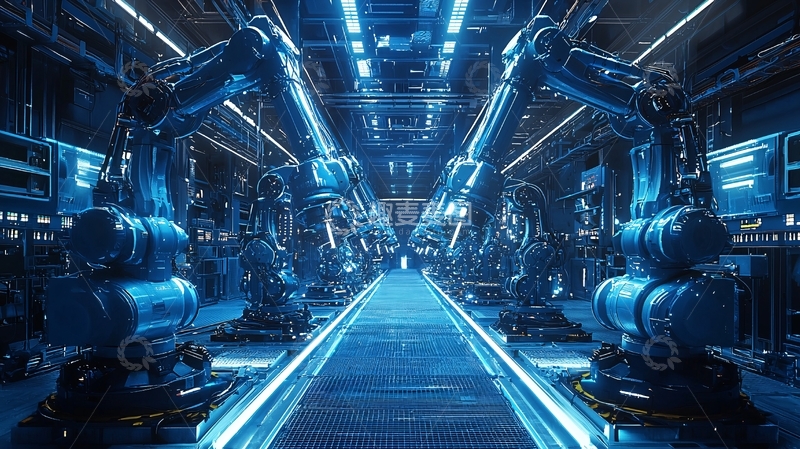 高清大图下载【趣麦麦图】未来科技感工业机器人车间