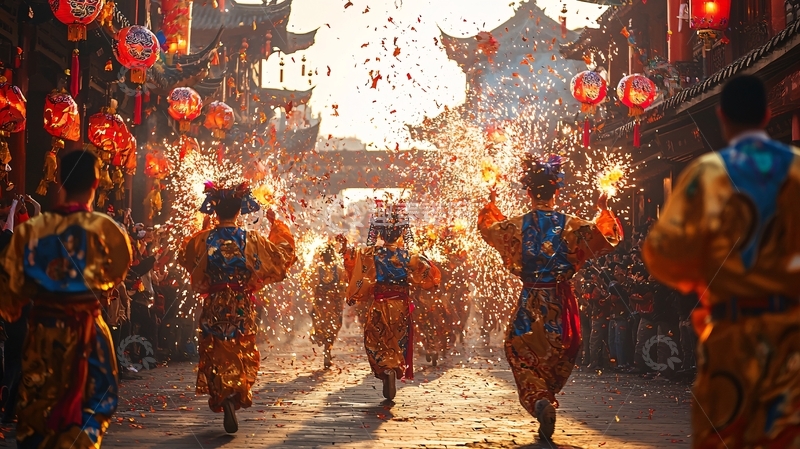 高清大图下载【趣麦麦图】古风街道热闹场景