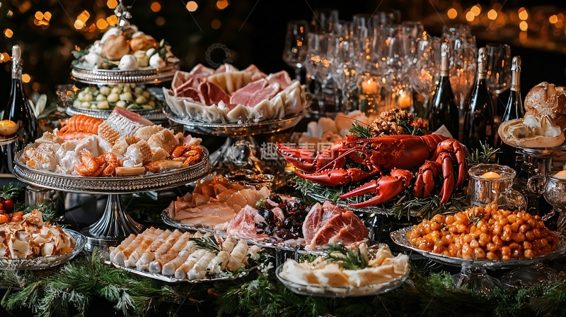 高清大图下载【趣麦麦图】丰盛的圣诞节美食自助餐