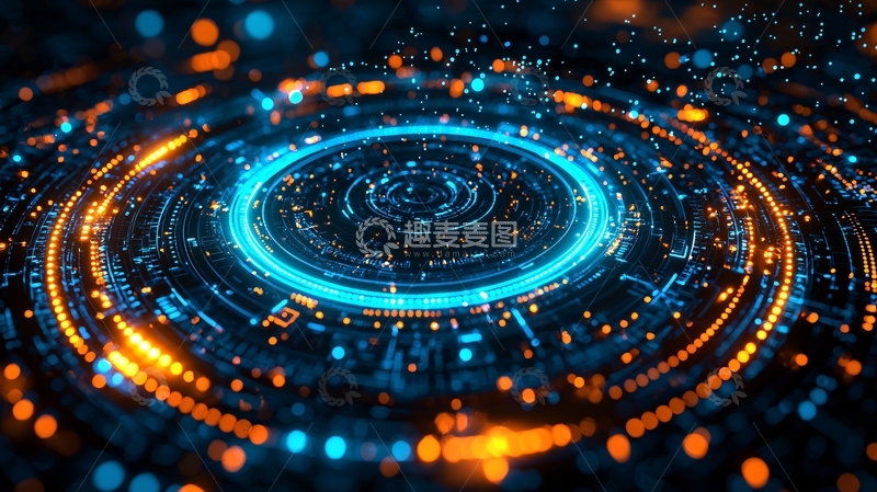 高清大图下载【趣麦麦图】科技感蓝色环形能量场