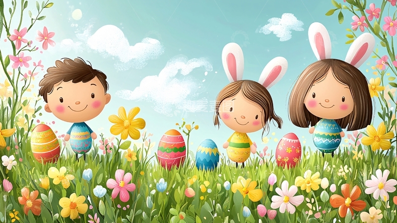 高清大图下载【趣麦麦图】儿童复活节彩蛋