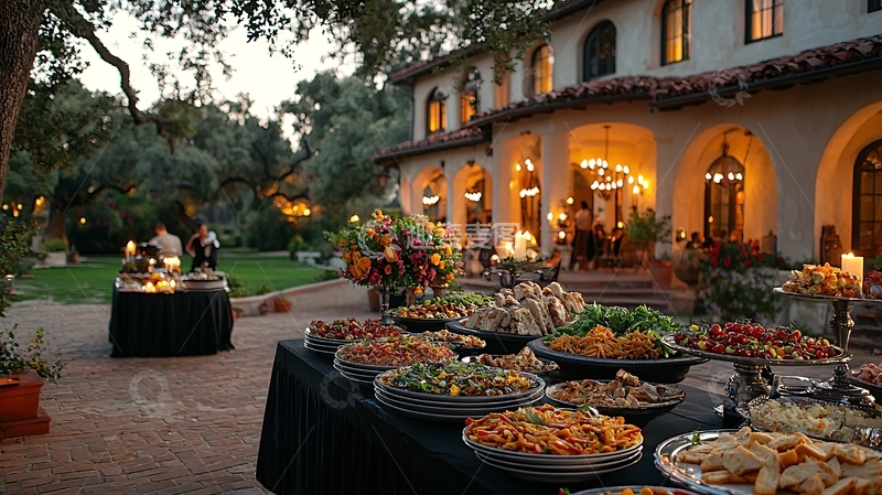 高清大图下载【趣麦麦图】庭院别墅晚宴自助餐