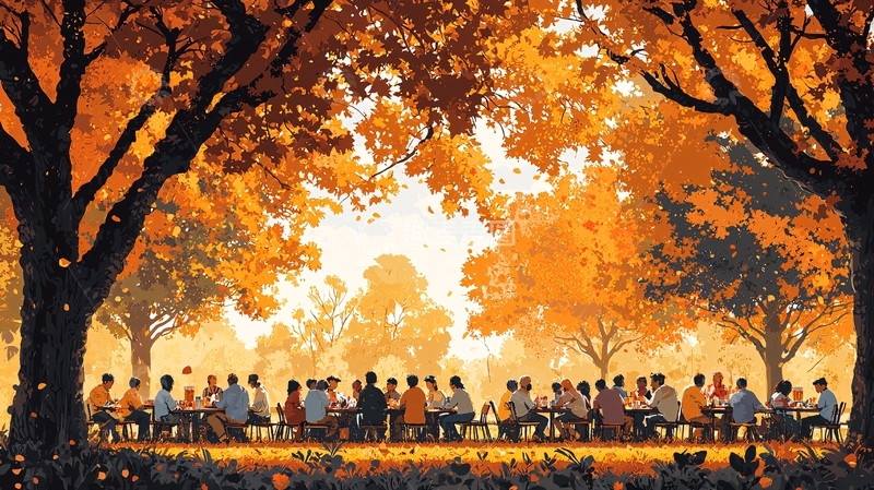 高清大图下载【趣麦麦图】秋日公园大型聚会