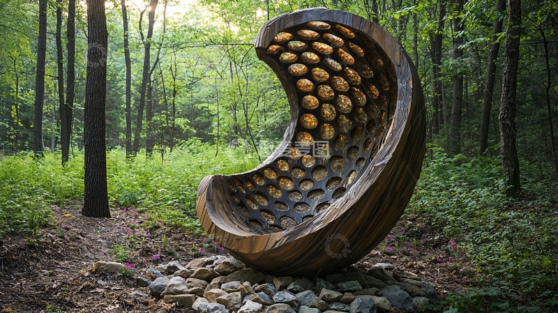 高清大图下载【趣麦麦图】森林木雕座椅