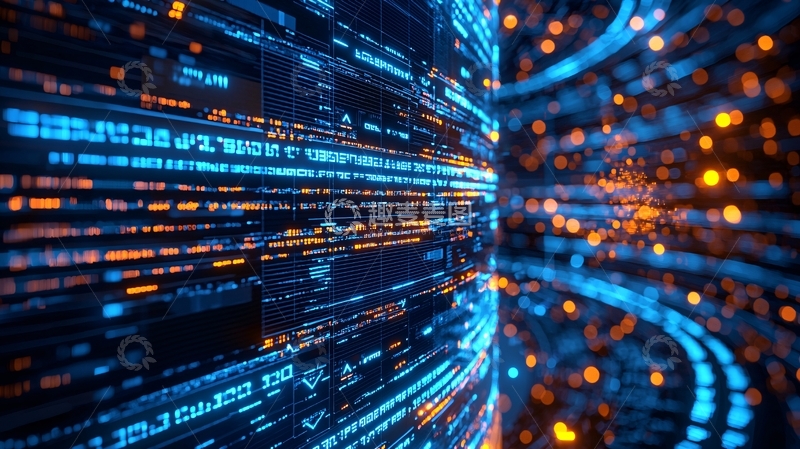 高清大图下载【趣麦麦图】蓝色数据流旋涡