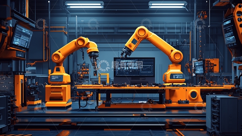 高清大图下载【趣麦麦图】智能工厂机器人手臂