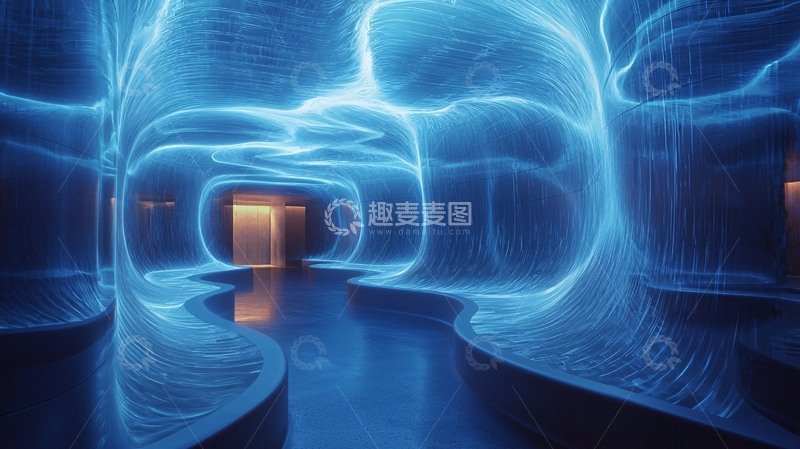 高清大图下载【趣麦麦图】蓝色光线隧道