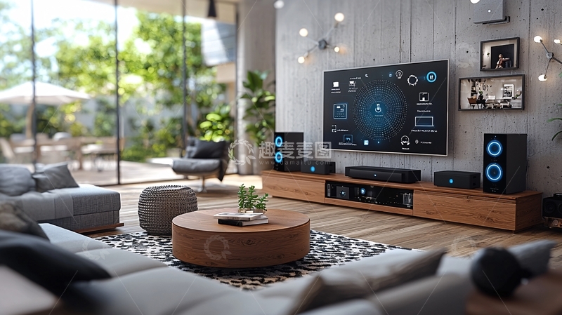 高清大图下载【趣麦麦图】现代简约智能家居客厅