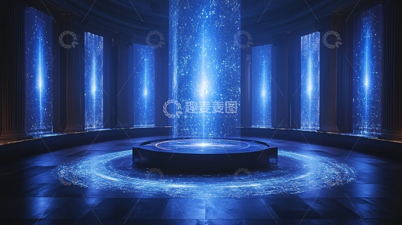 高清大图下载【趣麦麦图】蓝色科技感圆形空间