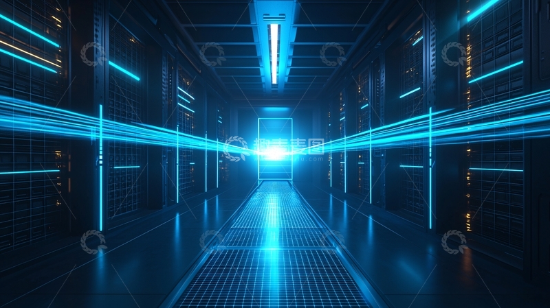高清大图下载【趣麦麦图】蓝色光束服务器机房