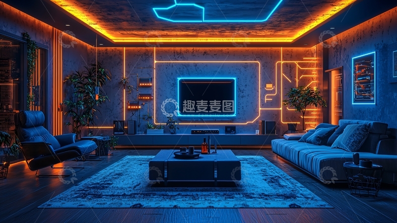 高清大图下载【趣麦麦图】未来科技感客厅