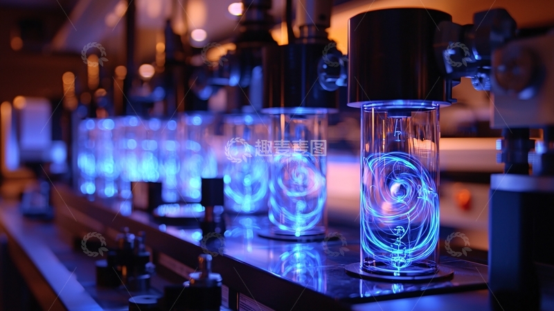 高清大图下载【趣麦麦图】蓝色光线下的实验设备