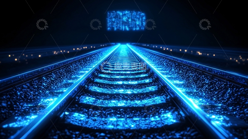 高清大图下载【趣麦麦图】蓝色科技感轨道