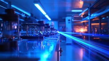 蓝色灯光下的实验室