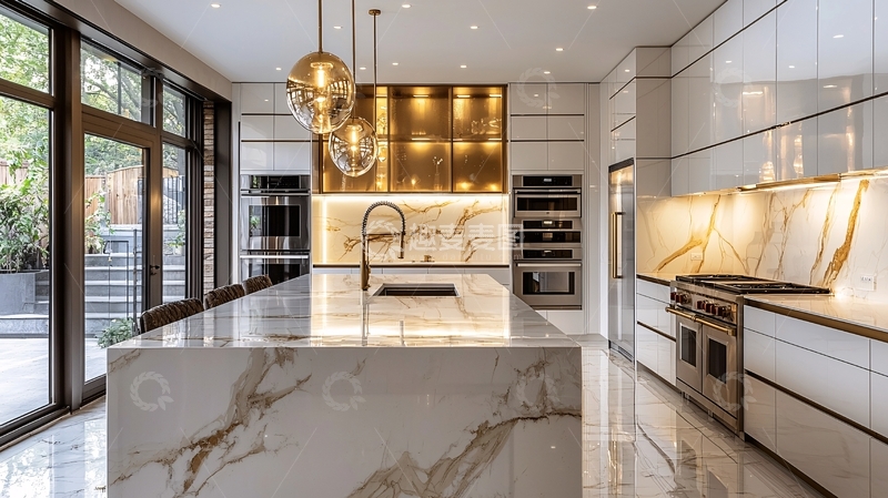 高清大图下载【趣麦麦图】现代轻奢风格厨房