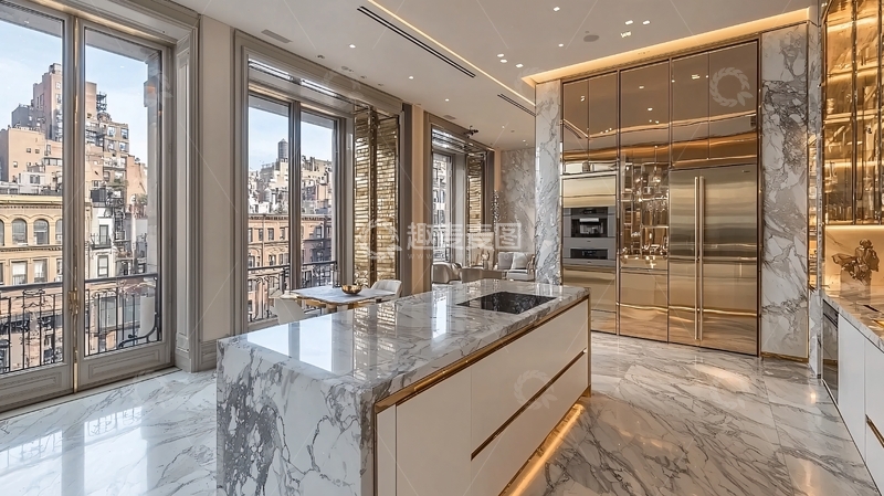 高清大图下载【趣麦麦图】现代奢华公寓厨房