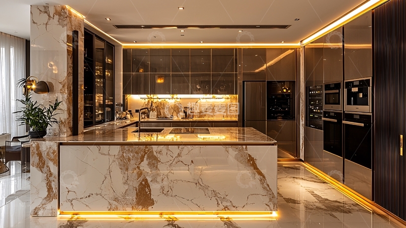 高清大图下载【趣麦麦图】奢华现代开放式厨房