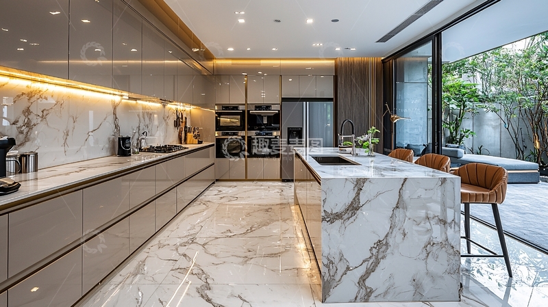 高清大图下载【趣麦麦图】现代轻奢开放式厨房