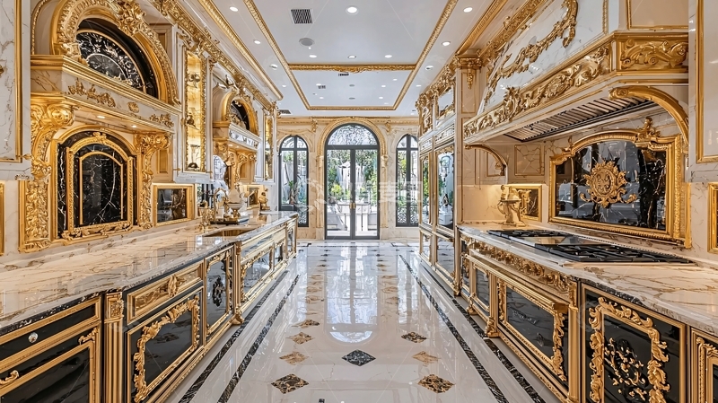 高清大图下载【趣麦麦图】奢华金色欧式厨房