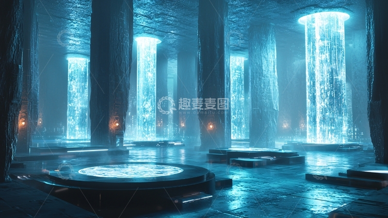 高清大图下载【趣麦麦图】蓝色水下宫殿