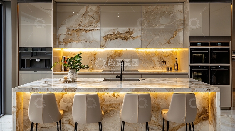 高清大图下载【趣麦麦图】现代轻奢风格厨房