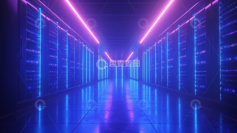 高清大图下载【趣麦麦图】炫彩服务器机房走廊