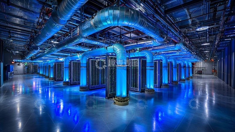 高清大图下载【趣麦麦图】数据中心蓝色光廊