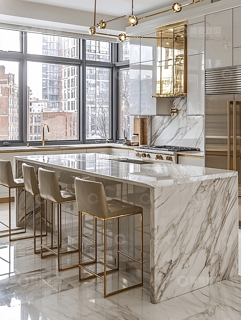 高清大图下载【趣麦麦图】现代轻奢大理石厨房
