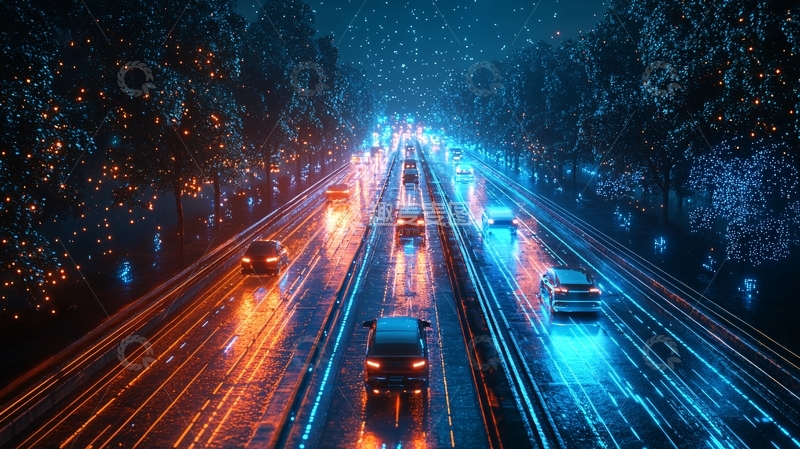 高清大图下载【趣麦麦图】夜晚高速公路灯光轨迹